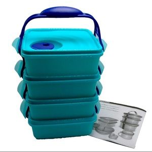 Tupperware Crystalwave “Goody Box” Vented with Cariolier Handle set of 4 NEW